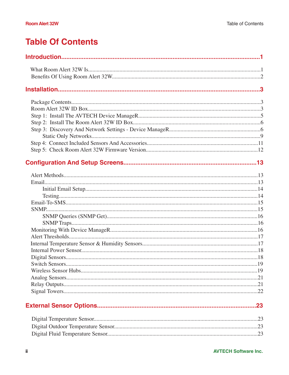 AVTECH Room Alert 32W Monitor (RA32W-WS1-RAS) User Manual | Page 4 / 40