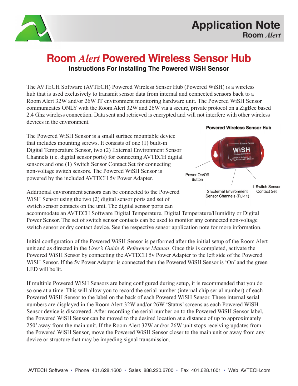 AVTECH Wireless Sensor Hub (RAW-PWSH-HUB) User Manual | 2 pages