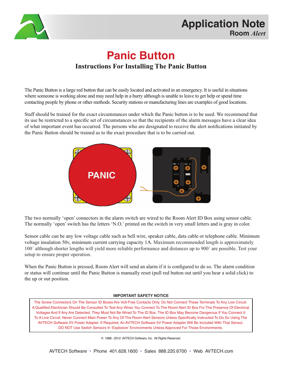 AVTECH Panic Button 1 (RMA-PB1-SEN) User Manual | 1 page