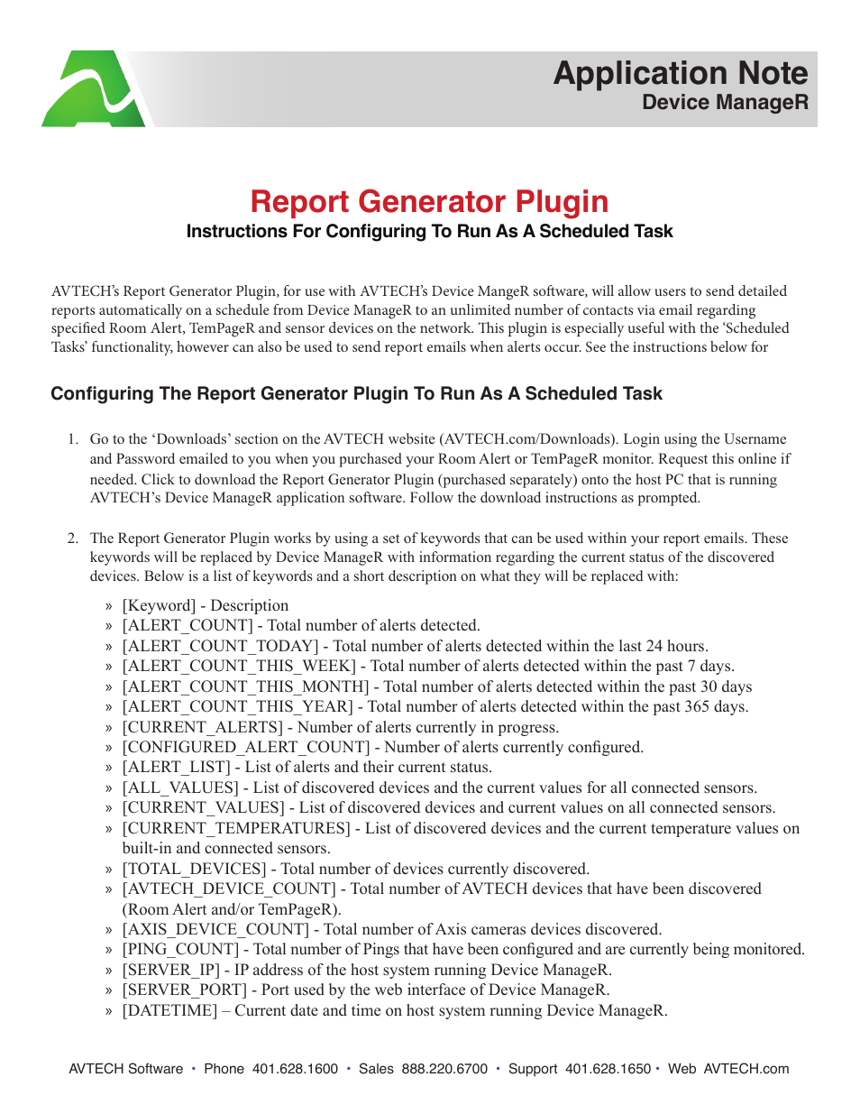 AVTECH Report Generator Plugin User Manual | 4 pages