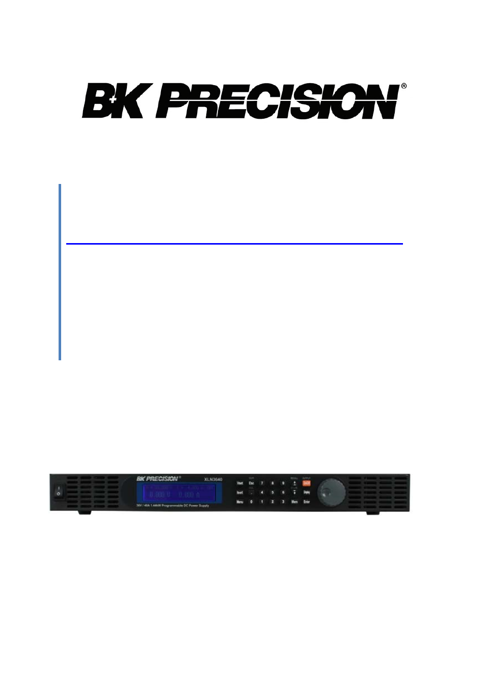 B&K Precision XLN60026 - Manual User Manual | 207 pages