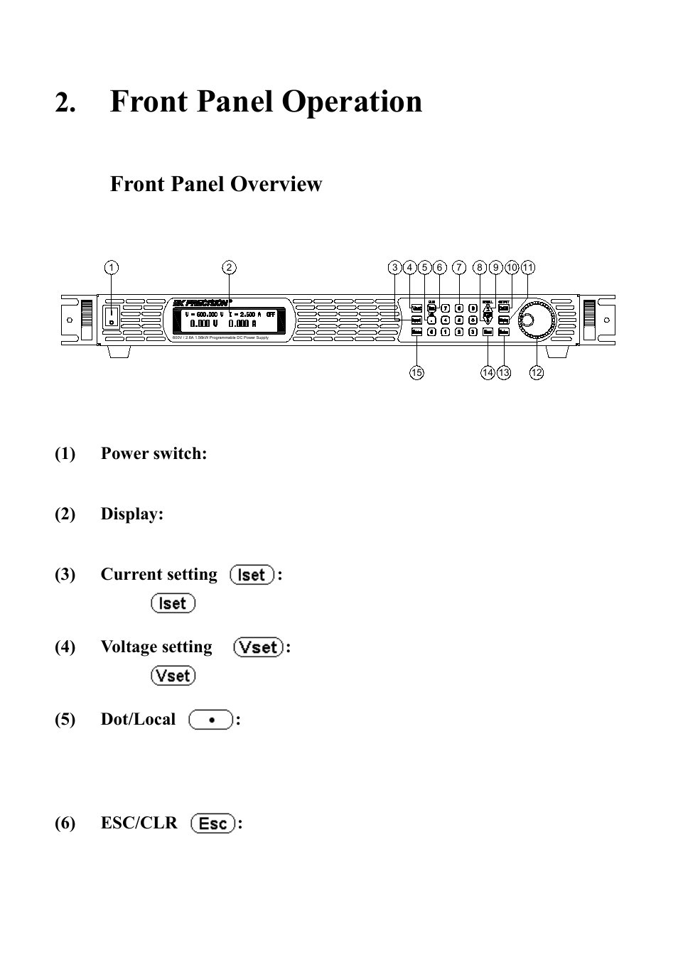 Front panel operation, 1 front panel overview, Front panel overview | B&K Precision XLN60026 - Manual User Manual | Page 114 / 207
