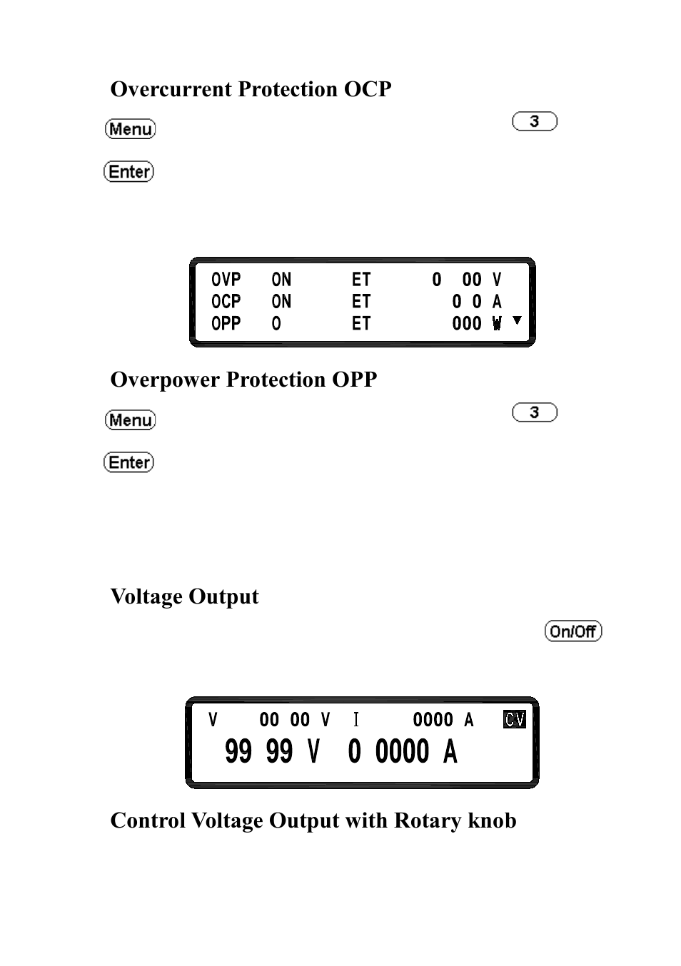 7 overcurrent protection ocp, 8 overpower protection opp, 9 voltage output | 10 control voltage output with rotary knob, Overcurrent protection ocp, Overpower protection opp, Voltage output, Control voltage output with rotary knob | B&K Precision XLN60026 - Manual User Manual | Page 129 / 207