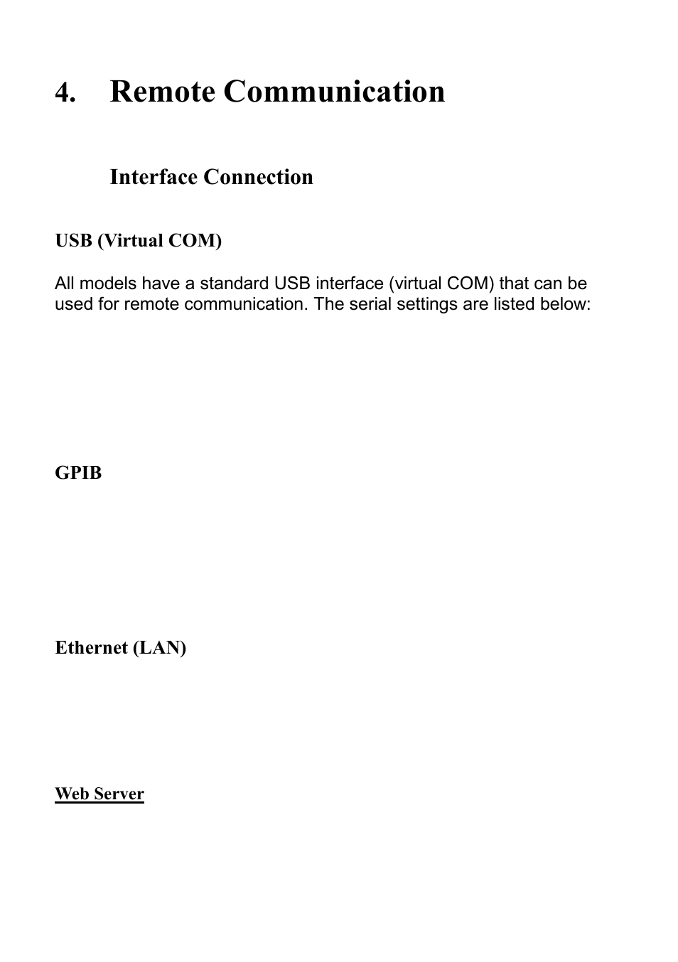 Remote communication, 1 interface connection, Interface connection | B&K Precision XLN60026 - Manual User Manual | Page 157 / 207