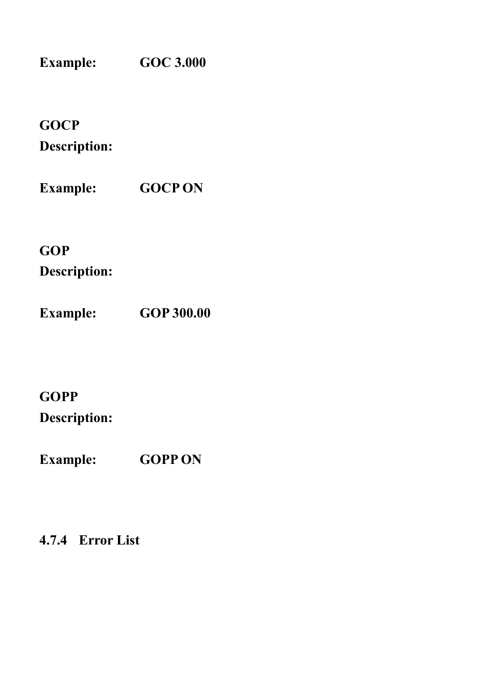 4 error list, Error list | B&K Precision XLN60026 - Manual User Manual | Page 192 / 207