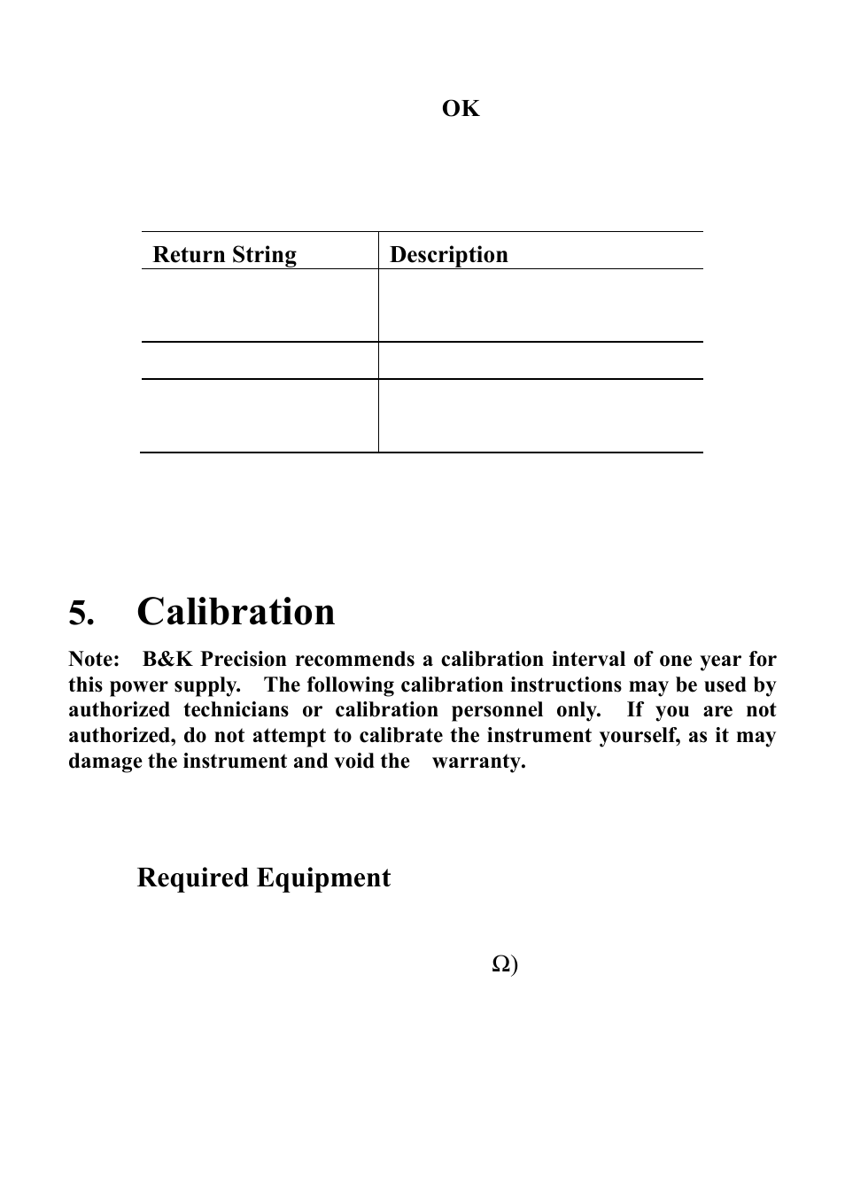 Calibration, 1 required equipment, Required equipment | B&K Precision XLN60026 - Manual User Manual | Page 193 / 207