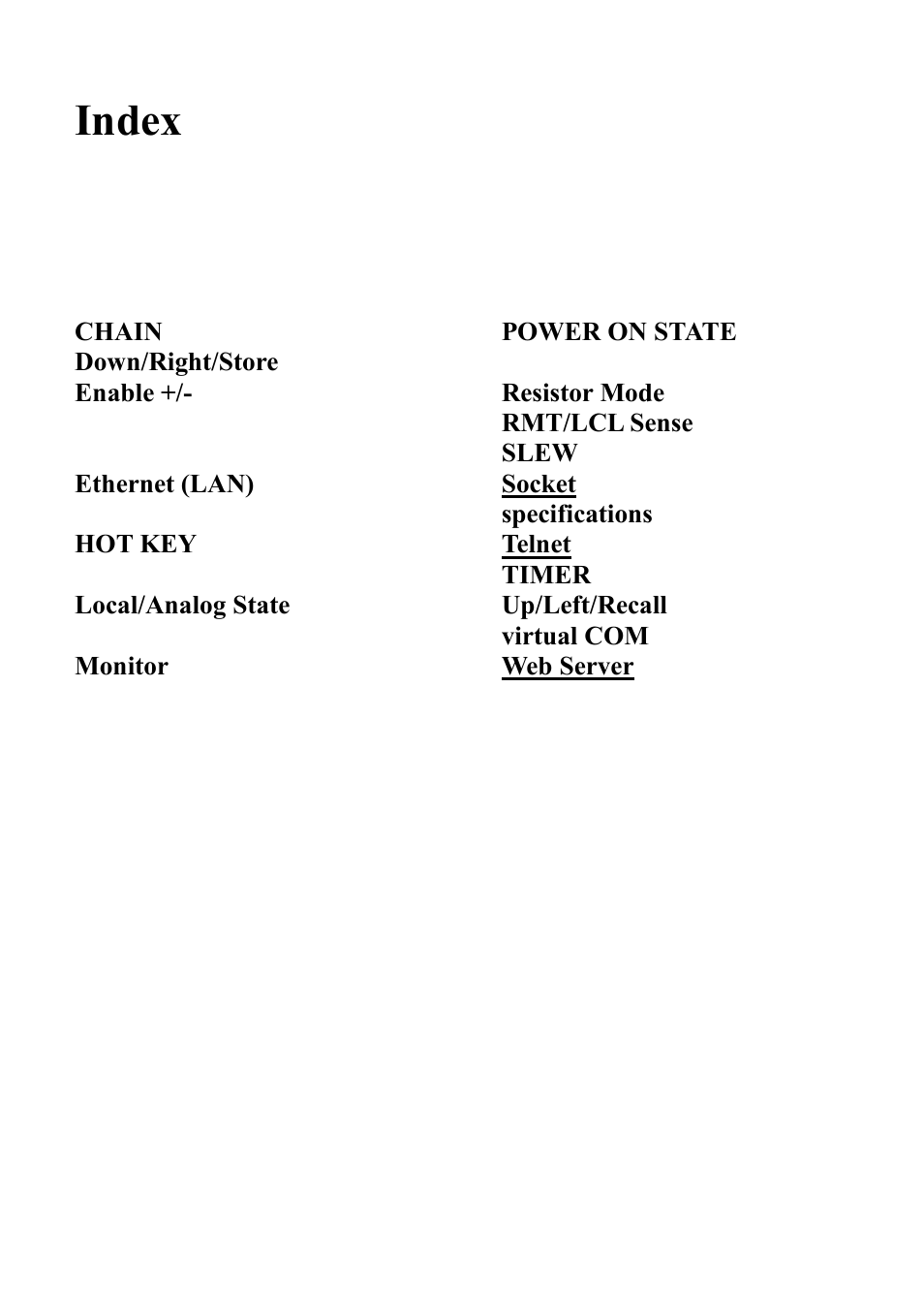 Index | B&K Precision XLN60026 - Manual User Manual | Page 202 / 207