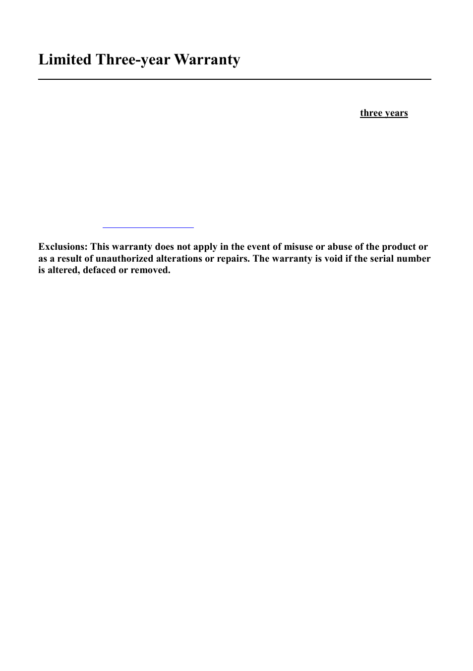 Limited three-year warranty | B&K Precision XLN60026 - Manual User Manual | Page 205 / 207