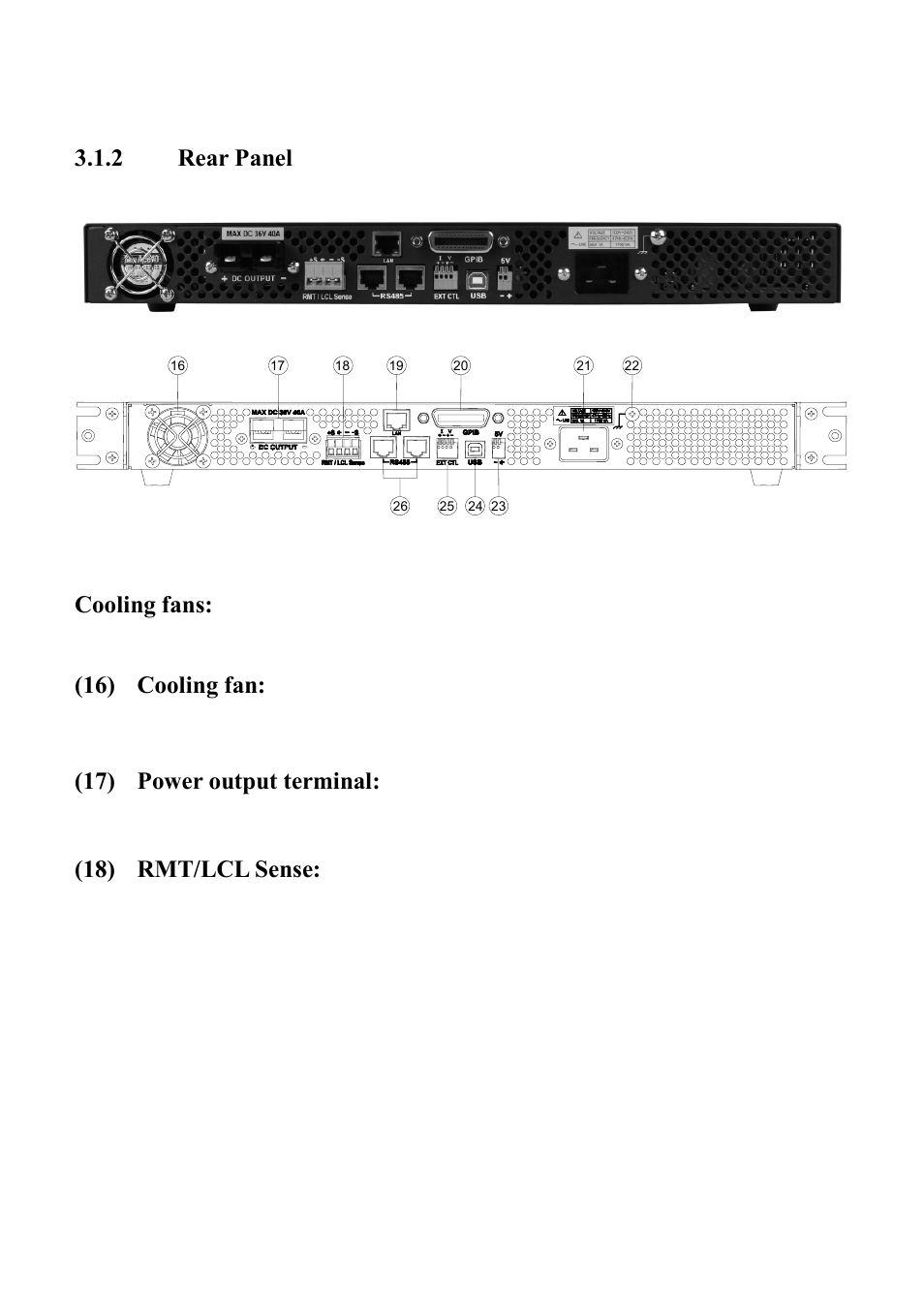 Rear panel | B&K Precision XLN60026 - Manual User Manual | Page 37 / 207