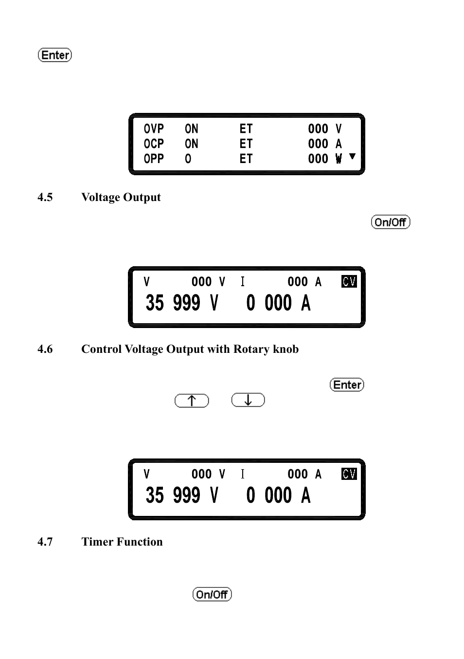 Voltage output, Control voltage output with rotary knob, Timer function | B&K Precision XLN60026 - Manual User Manual | Page 42 / 207