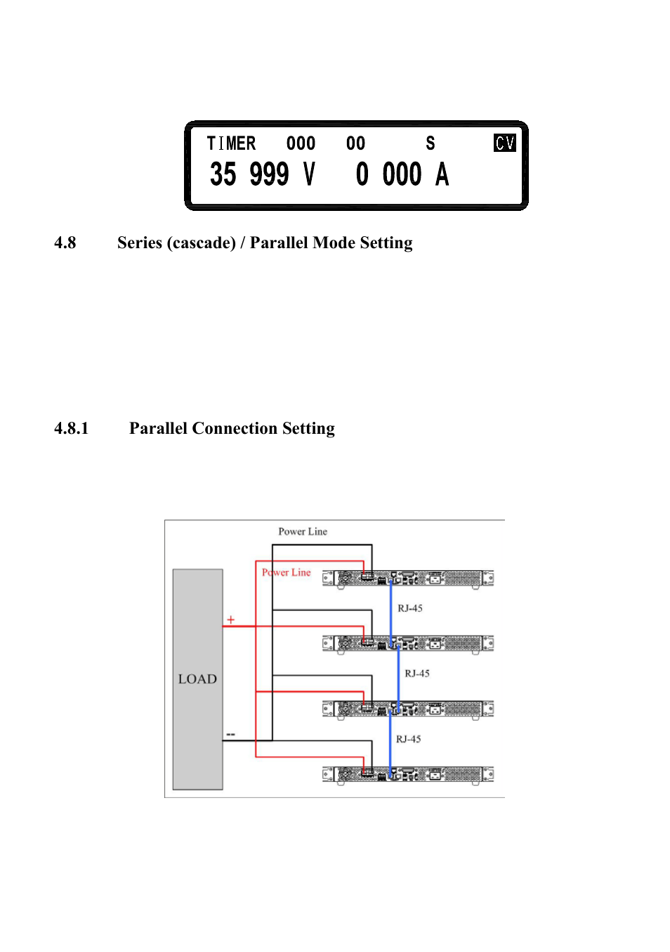 Series (cascade) / parallel mode setting, Parallel connection setting | B&K Precision XLN60026 - Manual User Manual | Page 43 / 207