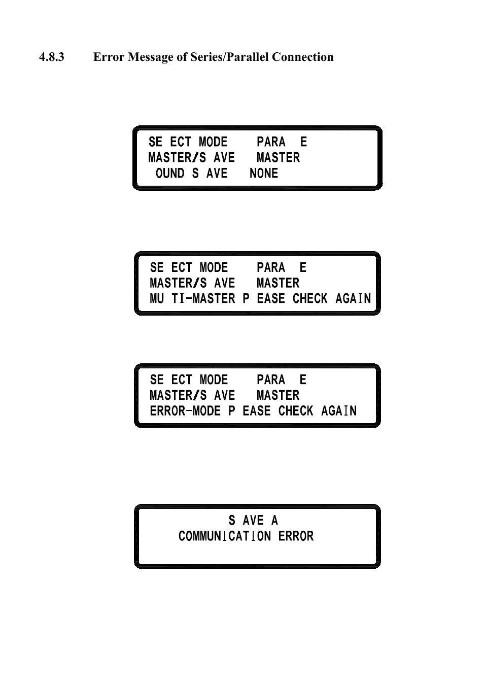 Error message of series/parallel connection | B&K Precision XLN60026 - Manual User Manual | Page 48 / 207
