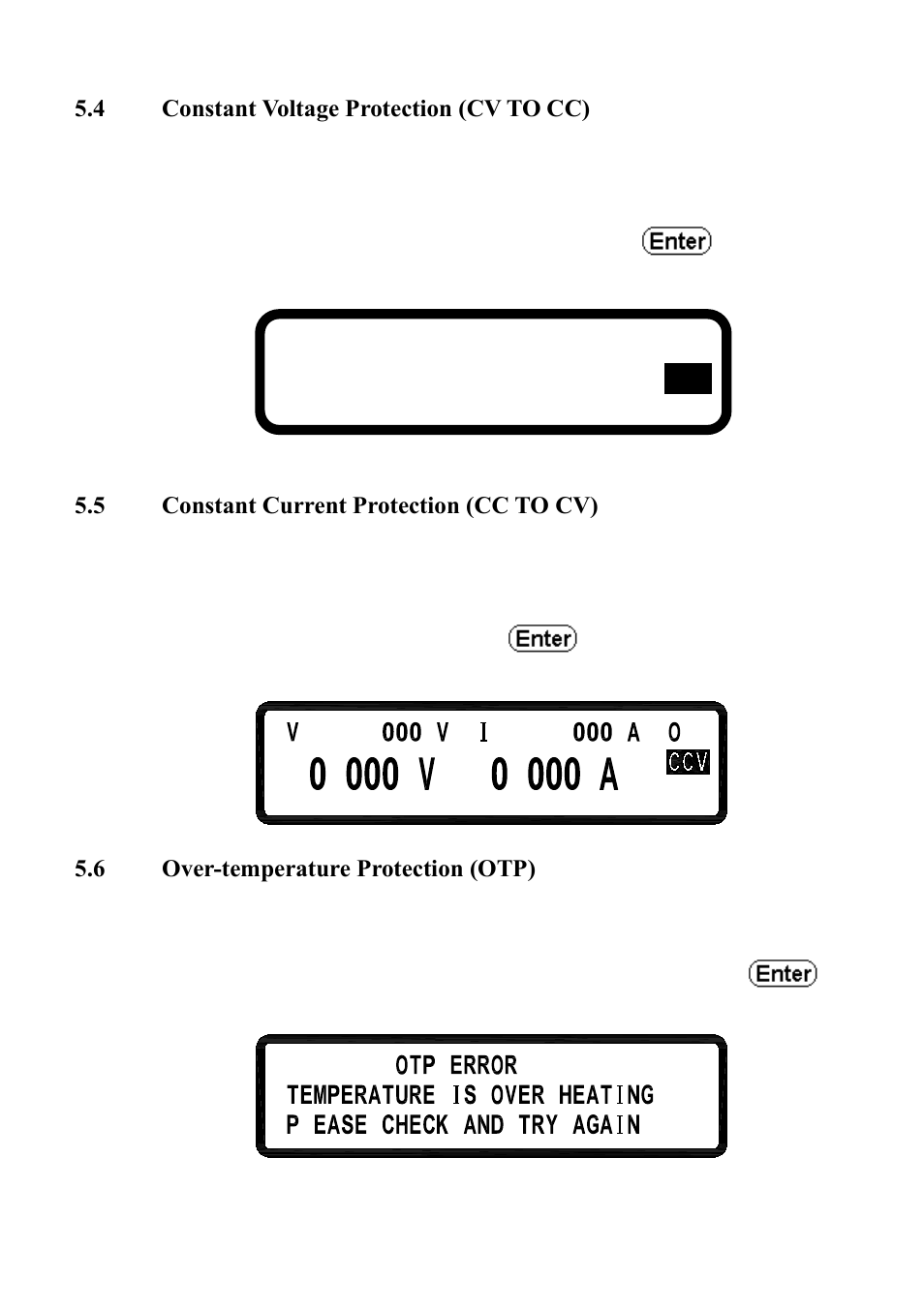 Constant voltage protection (cv to cc), Constant current protection (cc to cv), Over-temperature protection (otp) | B&K Precision XLN60026 - Manual User Manual | Page 62 / 207