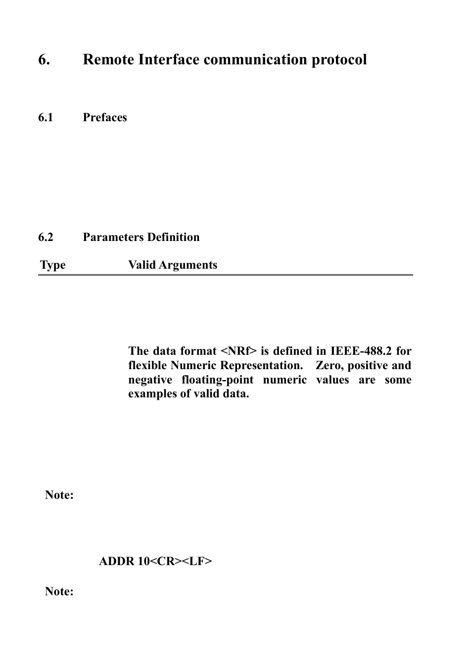 Remote interface communication protocol, Prefaces, Parameters definition | B&K Precision XLN60026 - Manual User Manual | Page 64 / 207