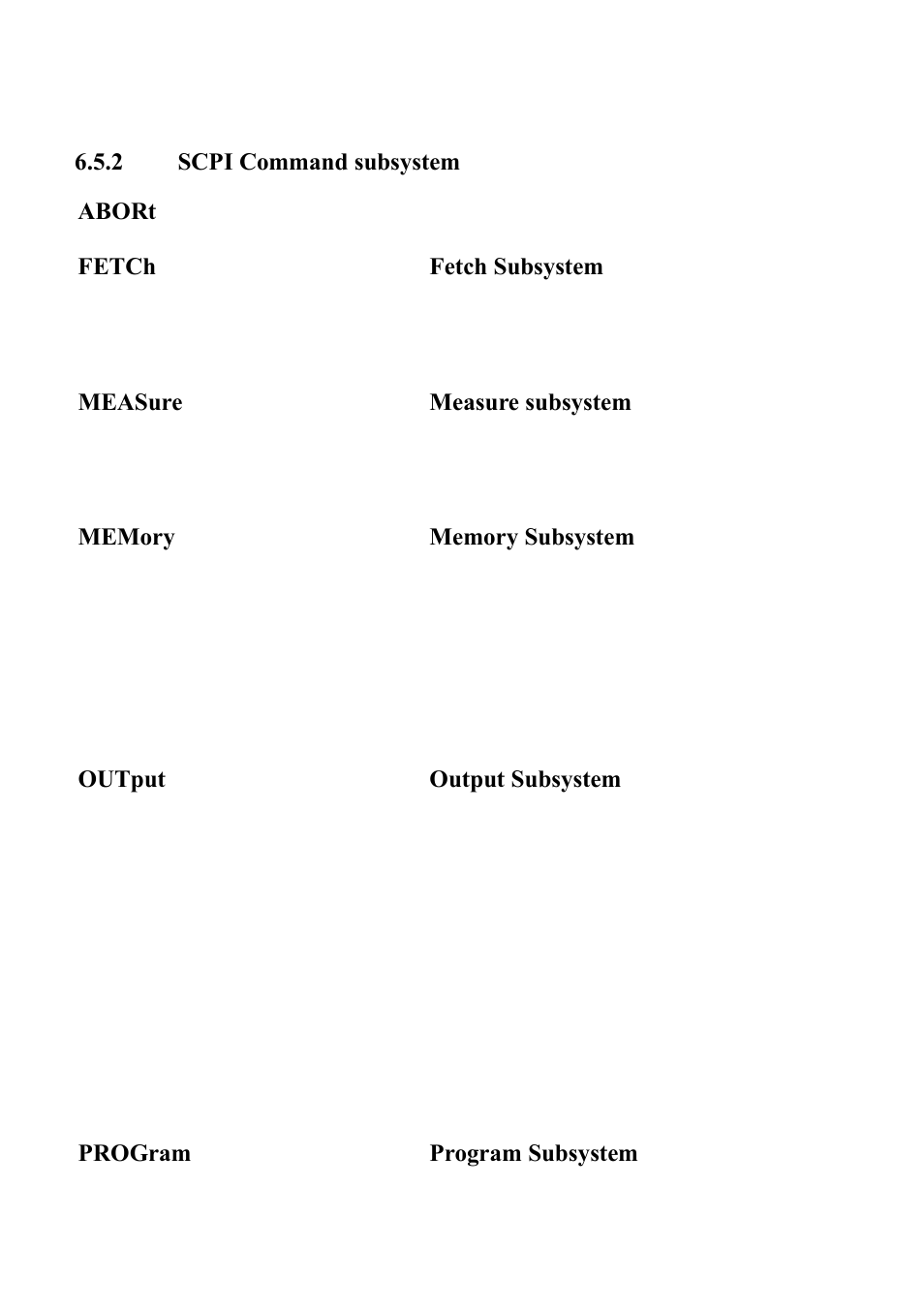 Scpi command subsystem | B&K Precision XLN60026 - Manual User Manual | Page 70 / 207