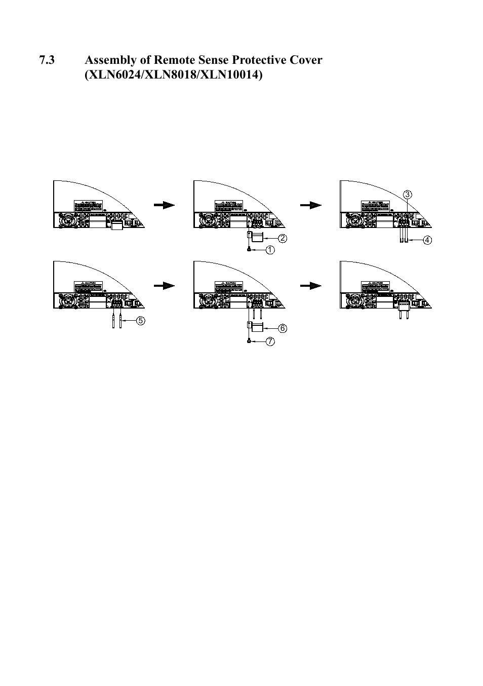 Assembly of remote sense protective cover, Xln6024/xln8018/xln10014), Step 4 | Step 1, Step 5 step 2, Step 3 | B&K Precision XLN60026 - Manual User Manual | Page 88 / 207