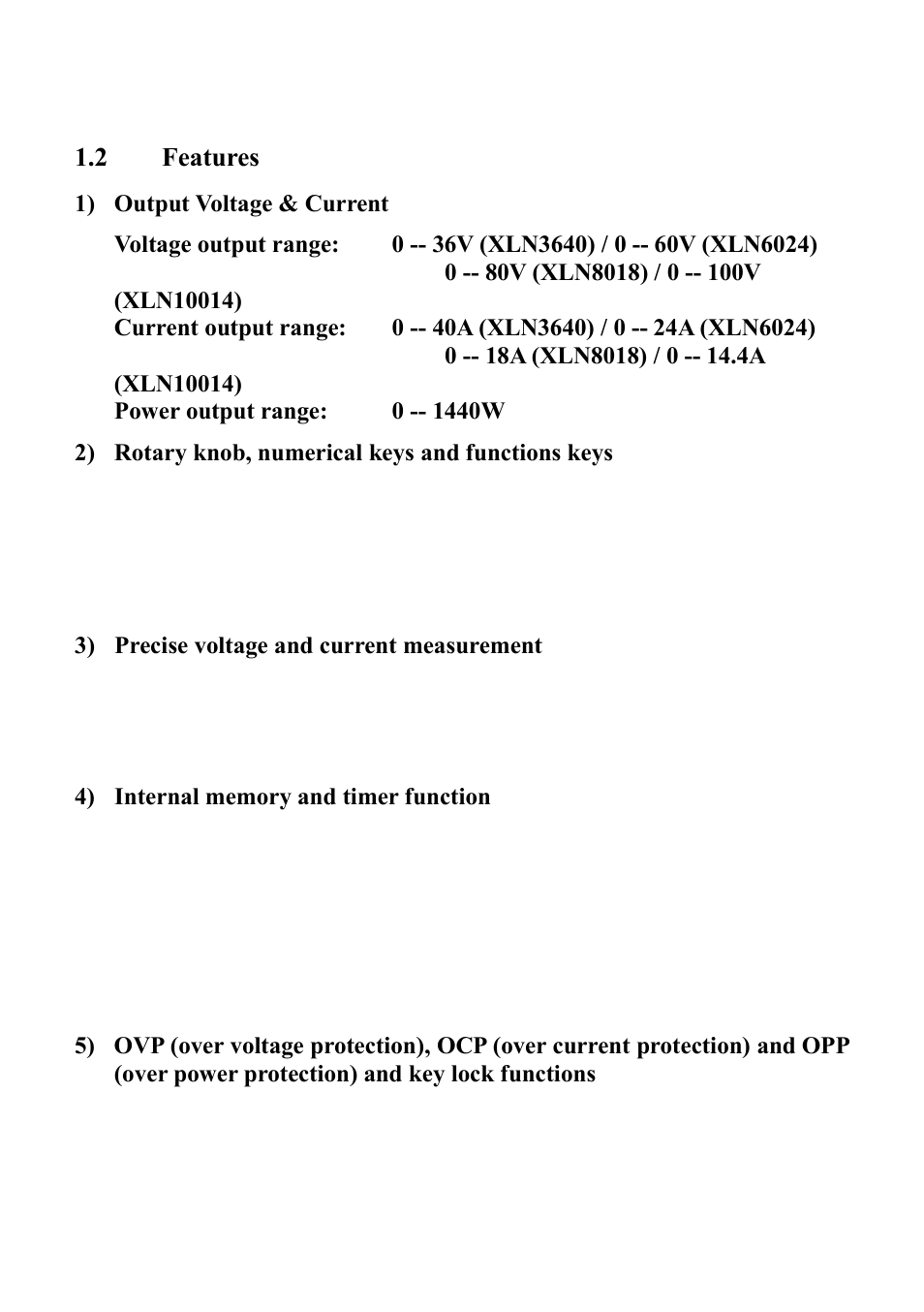 Features | B&K Precision XLN60026 - Manual User Manual | Page 9 / 207