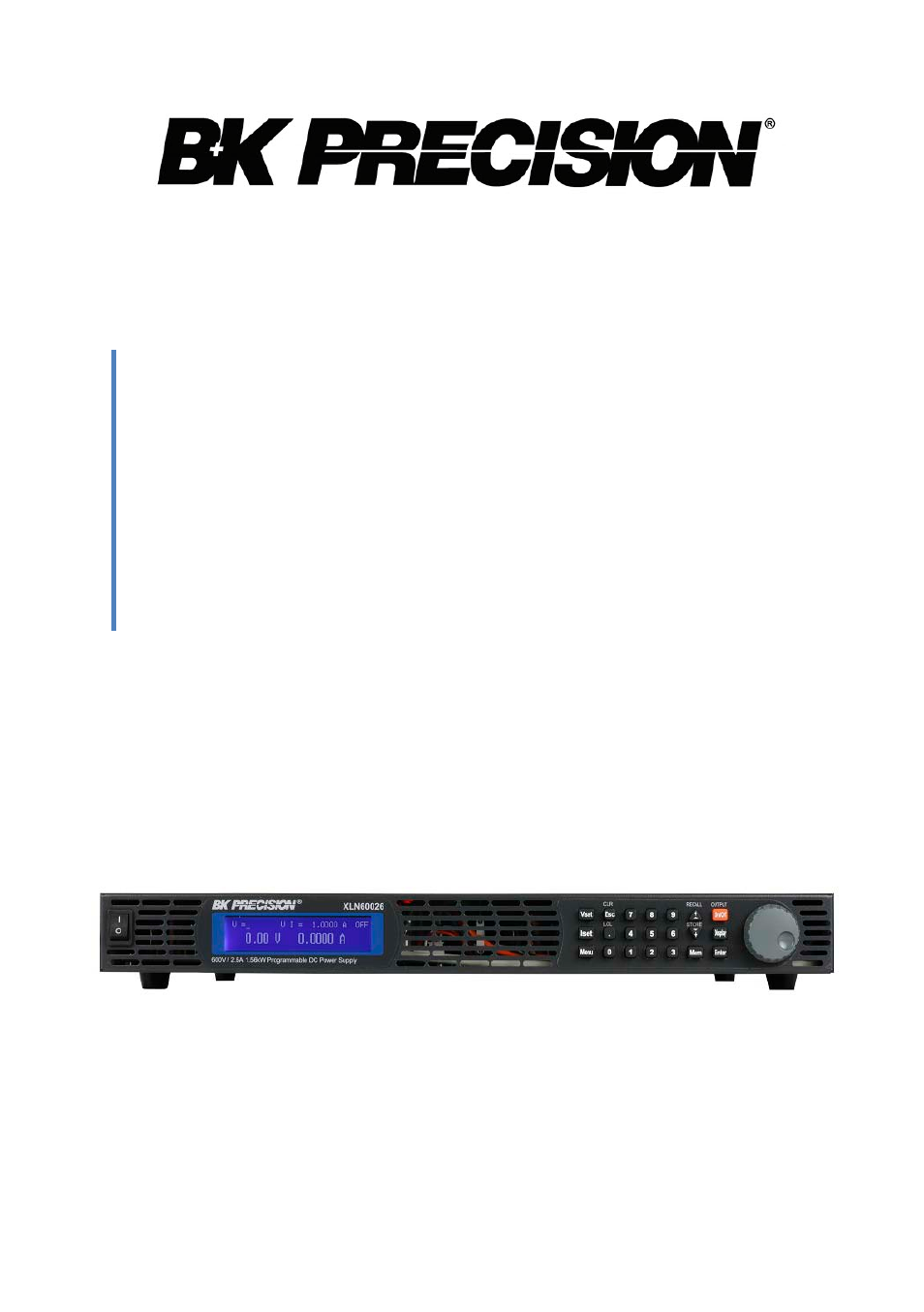 Model: xln15010, xln30052, xln60026, High power programmable dc power supply | B&K Precision XLN60026 - Manual User Manual | Page 94 / 207