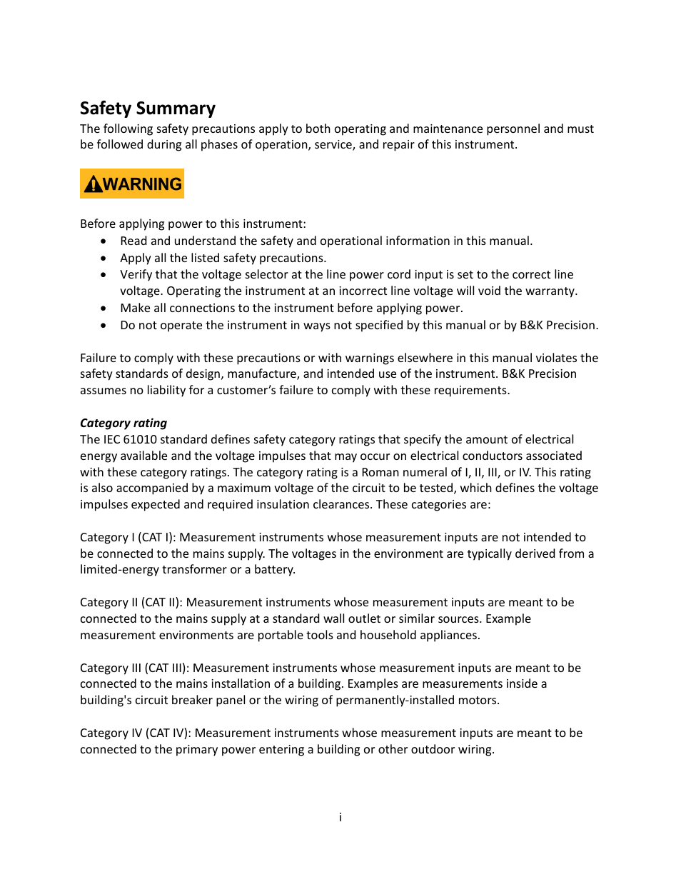 Safety summary | B&K Precision 9116 - Manual User Manual | Page 2 / 74