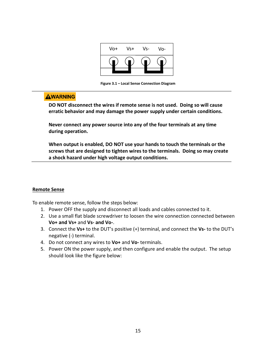 Remote sense | B&K Precision 9116 - Manual User Manual | Page 28 / 74