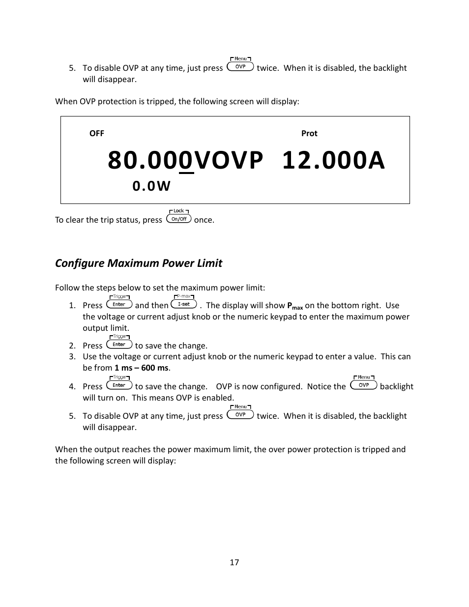 Configure maximum power limit | B&K Precision 9116 - Manual User Manual | Page 30 / 74