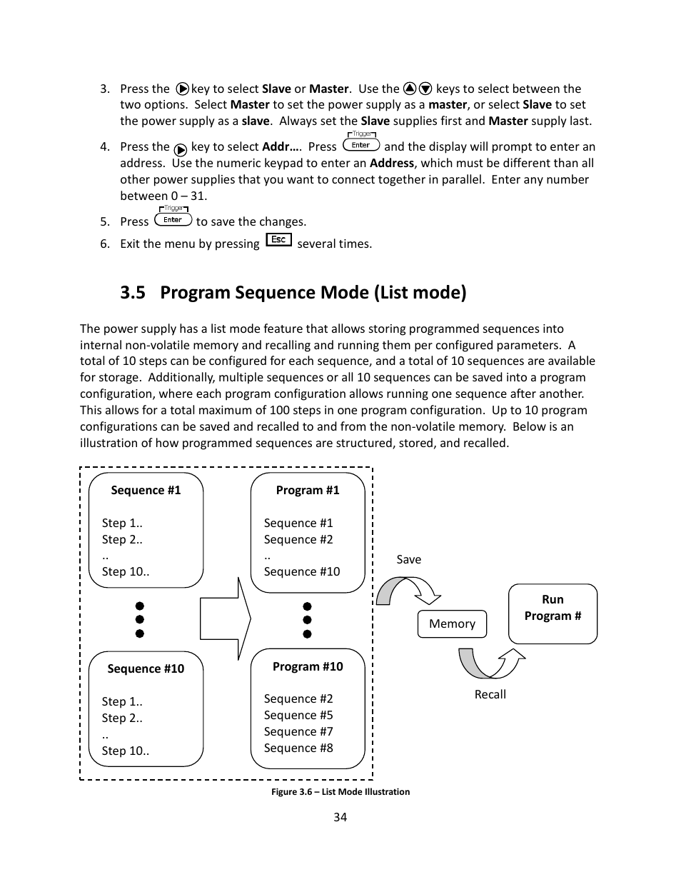 5 program sequence mode (list mode), Program sequence mode (list mode) | B&K Precision 9116 - Manual User Manual | Page 47 / 74