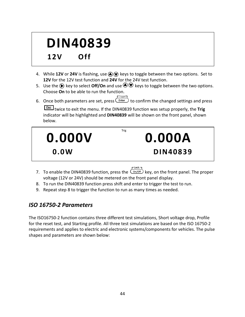 Iso 16750-2 parameters, 12v off | B&K Precision 9116 - Manual User Manual | Page 57 / 74