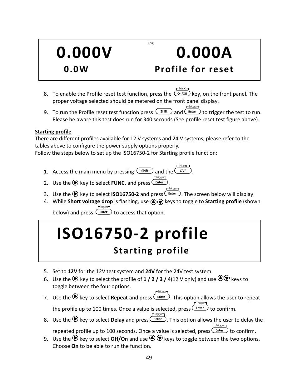 Starting profile, 0w profile for reset | B&K Precision 9116 - Manual User Manual | Page 62 / 74