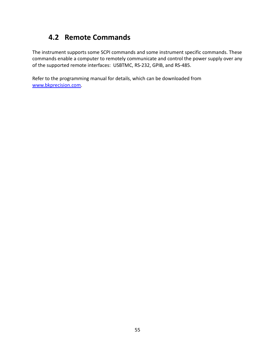 2 remote commands, Remote commands | B&K Precision 9116 - Manual User Manual | Page 68 / 74