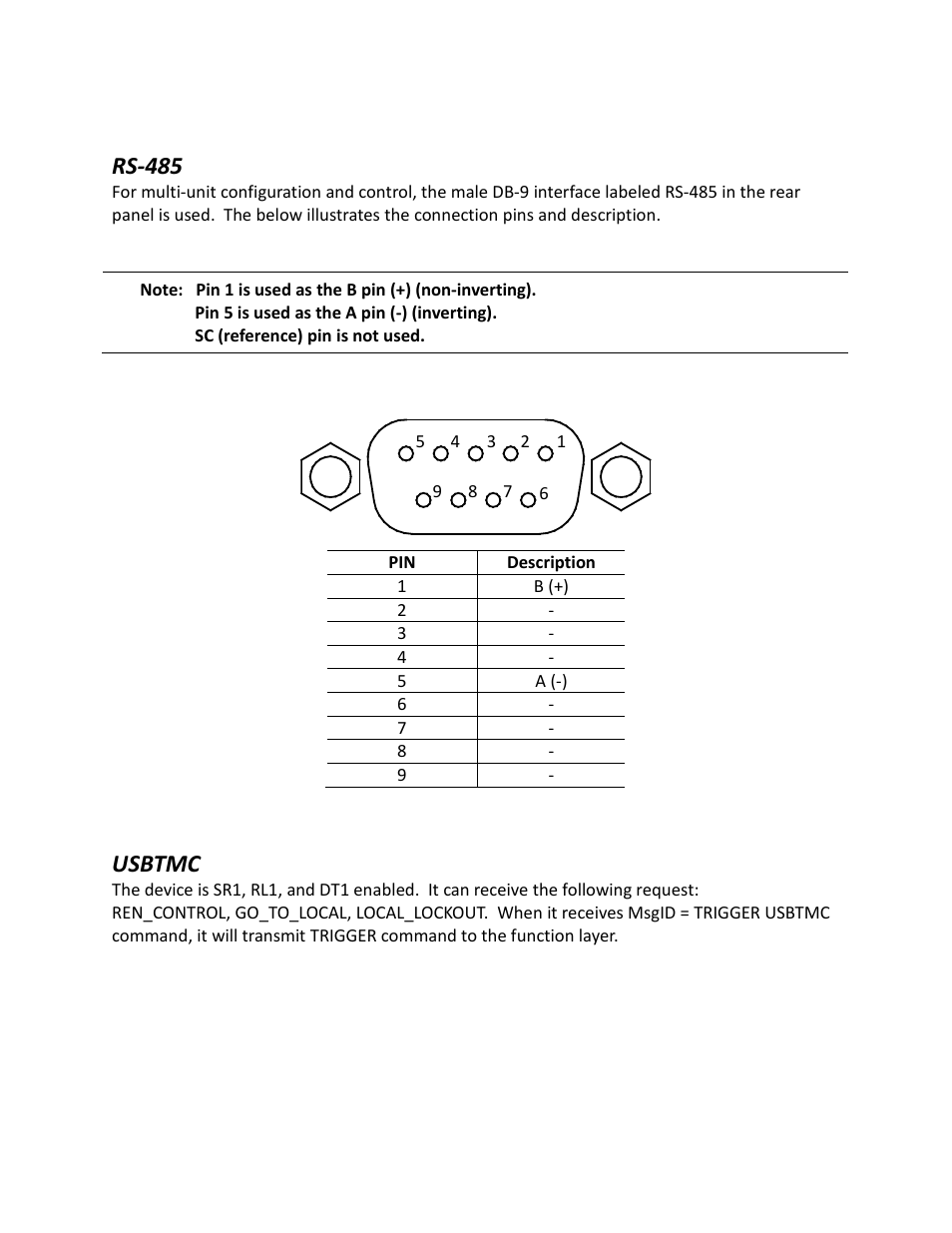 Rs-485, Usbtmc | B&K Precision 9116 - Programming Manual User Manual | Page 5 / 23