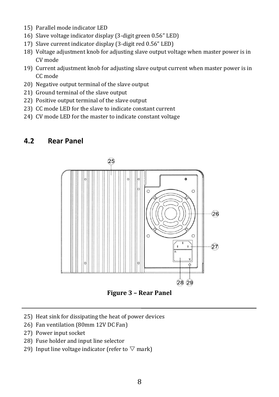Rear panel, 2 rear panel | B&K Precision 1673 - Manual User Manual | Page 10 / 23