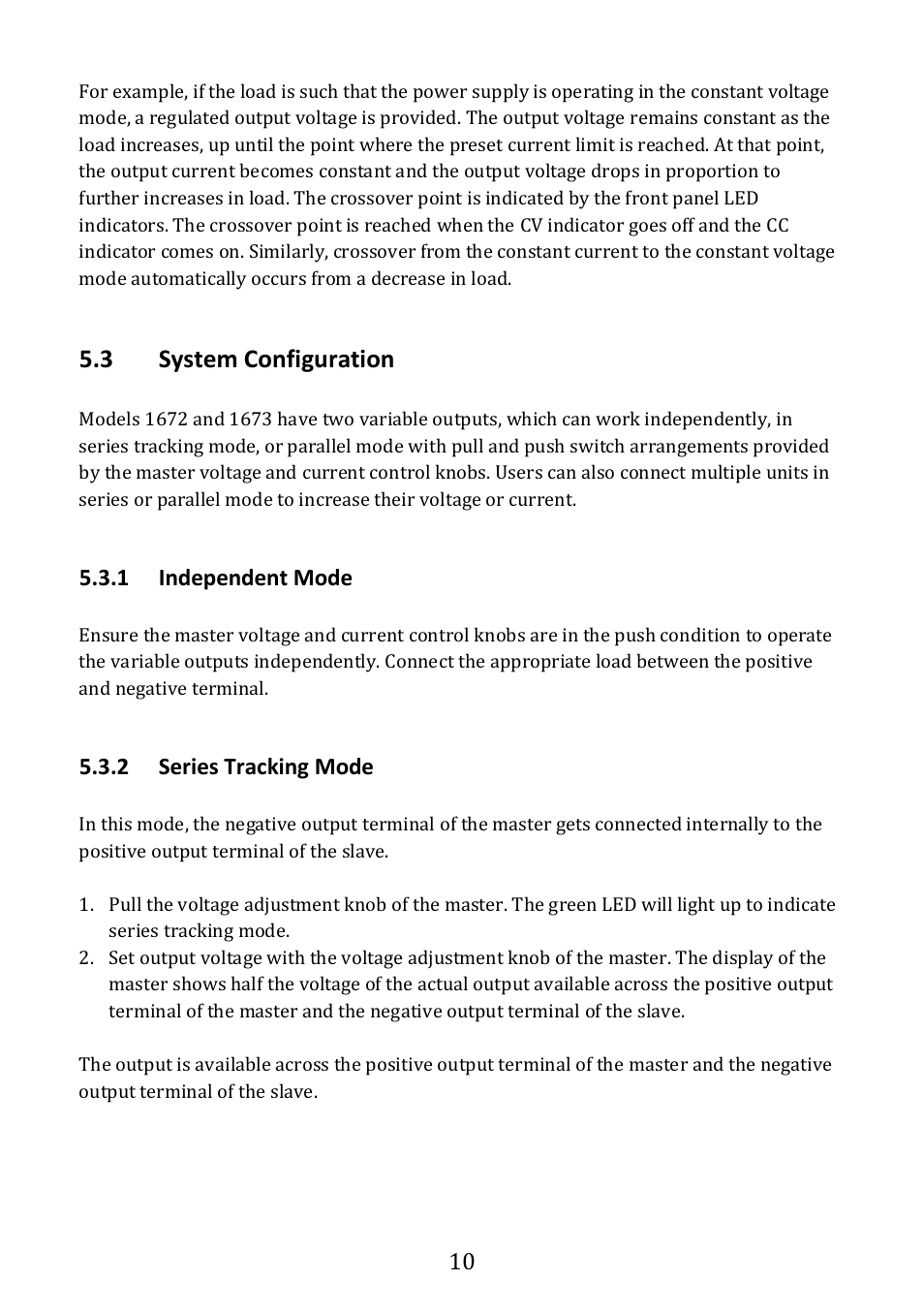 System configuration, Independent mode, Series tracking mode | 3 system configuration | B&K Precision 1673 - Manual User Manual | Page 12 / 23