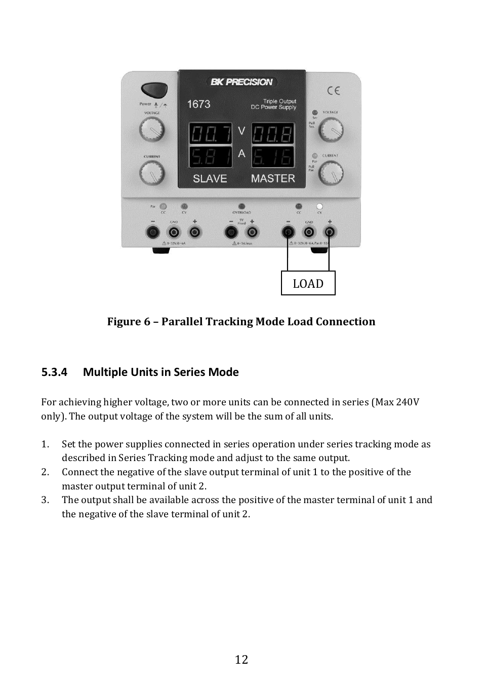 Multiple units in series mode, 4 multiple units in series mode, Load | B&K Precision 1673 - Manual User Manual | Page 14 / 23