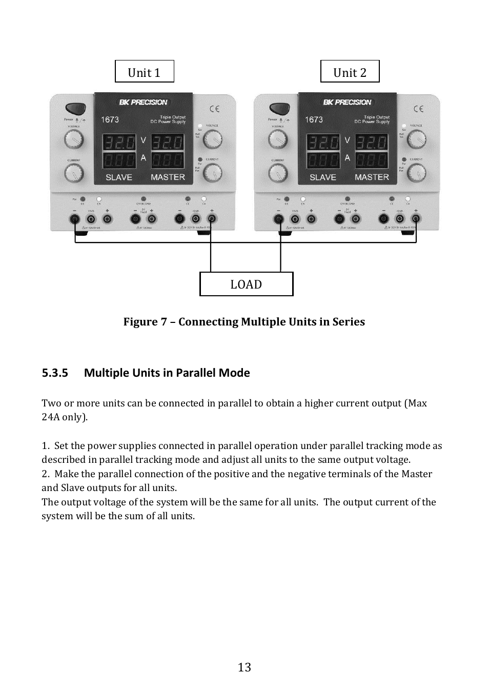 Multiple units in parallel mode | B&K Precision 1673 - Manual User Manual | Page 15 / 23