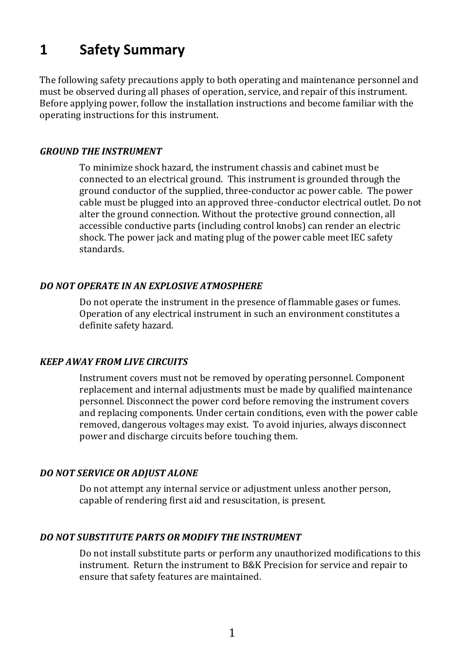1safety summary | B&K Precision 1673 - Manual User Manual | Page 3 / 23