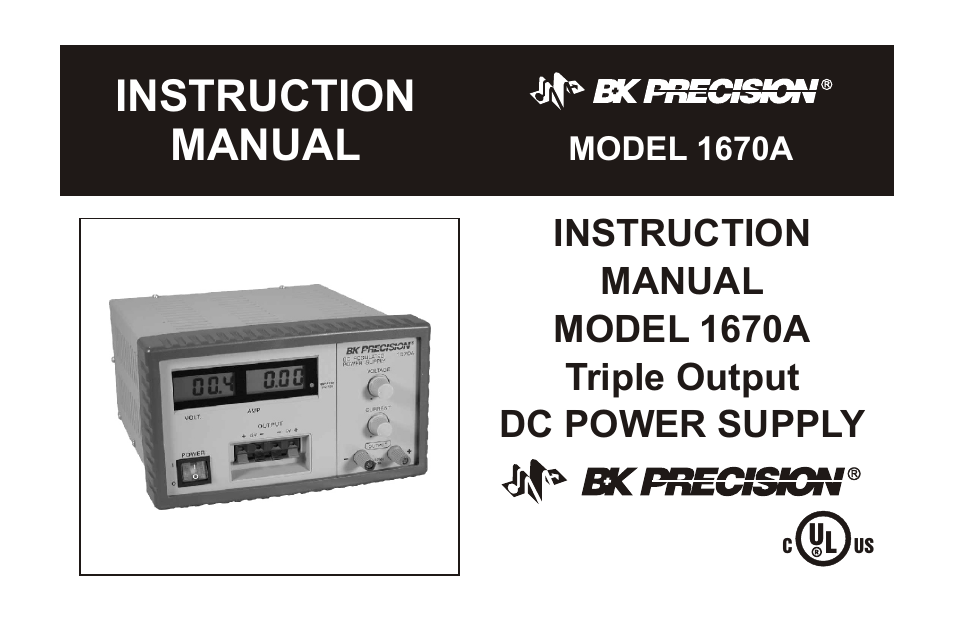 B&K Precision 1670A - Manual User Manual | 22 pages