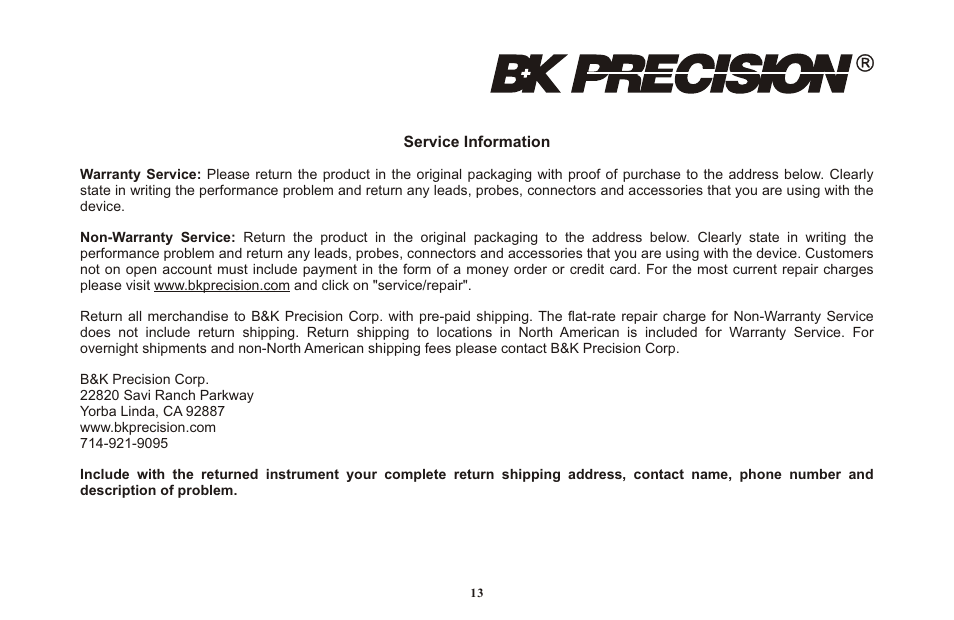 頁面 19 | B&K Precision 1670A - Manual User Manual | Page 19 / 22