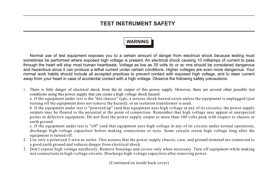 頁面 2, Test instrument safety | B&K Precision 1670A - Manual User Manual | Page 2 / 22