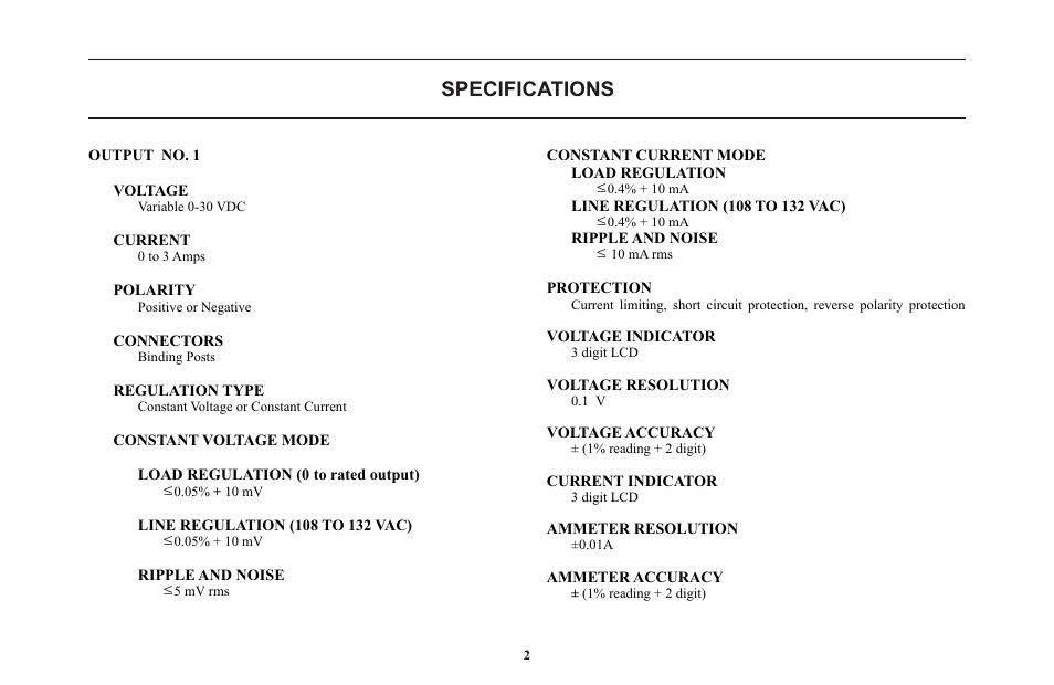 頁面 8, Specifications | B&K Precision 1670A - Manual User Manual | Page 8 / 22