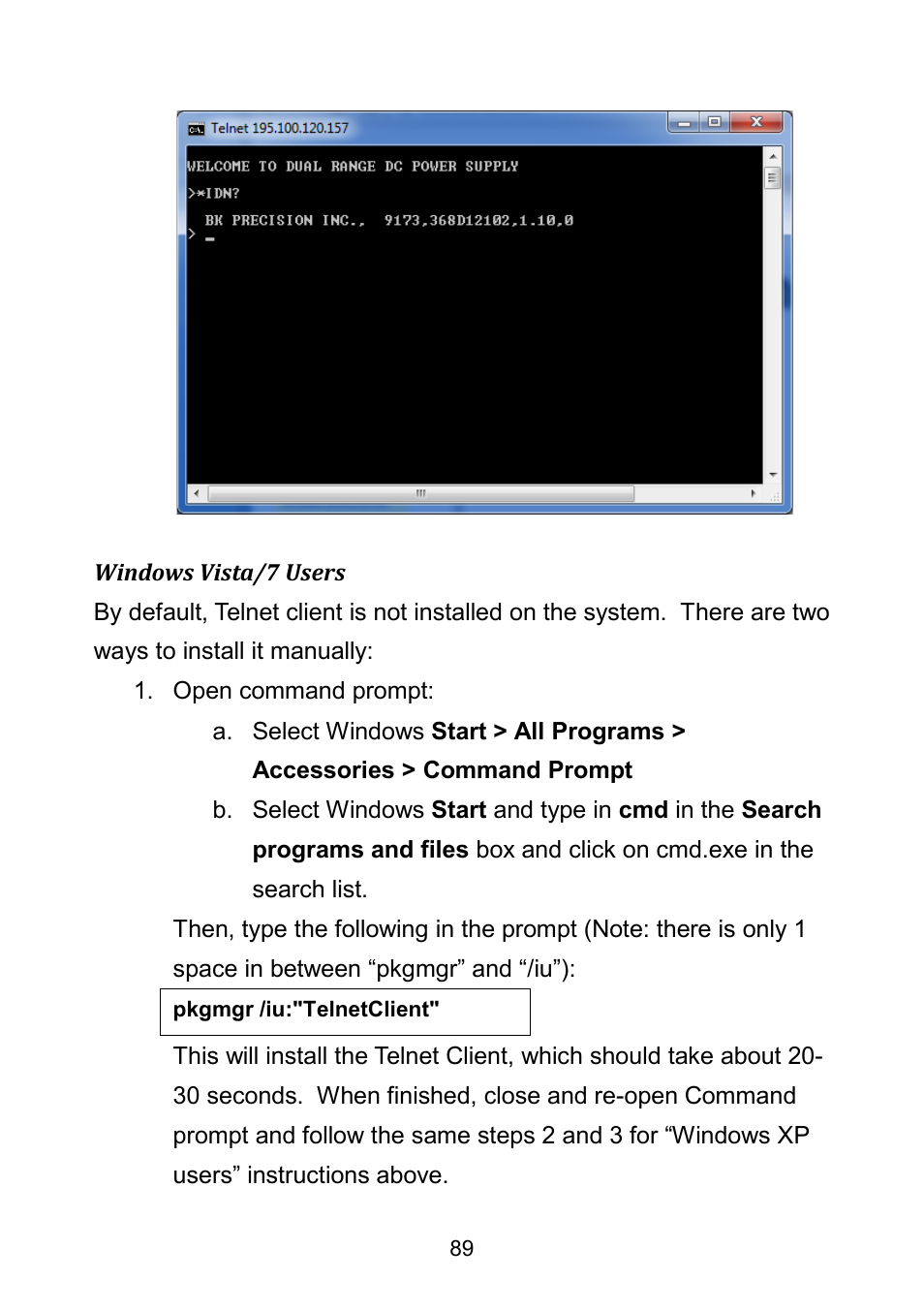 Windows vista/7 users | B&K Precision 9171-9174 - Manual User Manual | Page 101 / 187