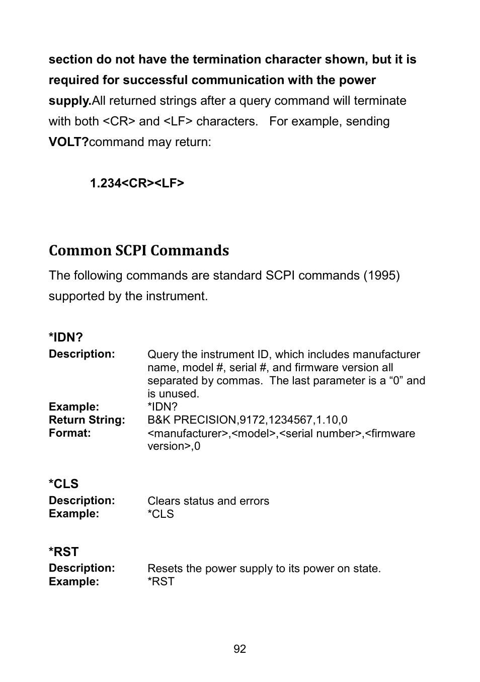 Common scpi commands | B&K Precision 9171-9174 - Manual User Manual | Page 104 / 187