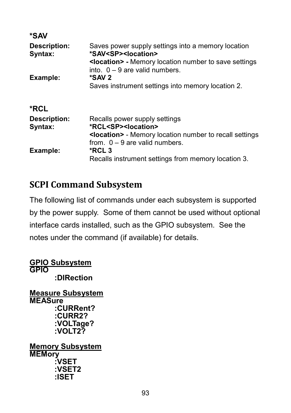 Scpi command subsystem | B&K Precision 9171-9174 - Manual User Manual | Page 105 / 187
