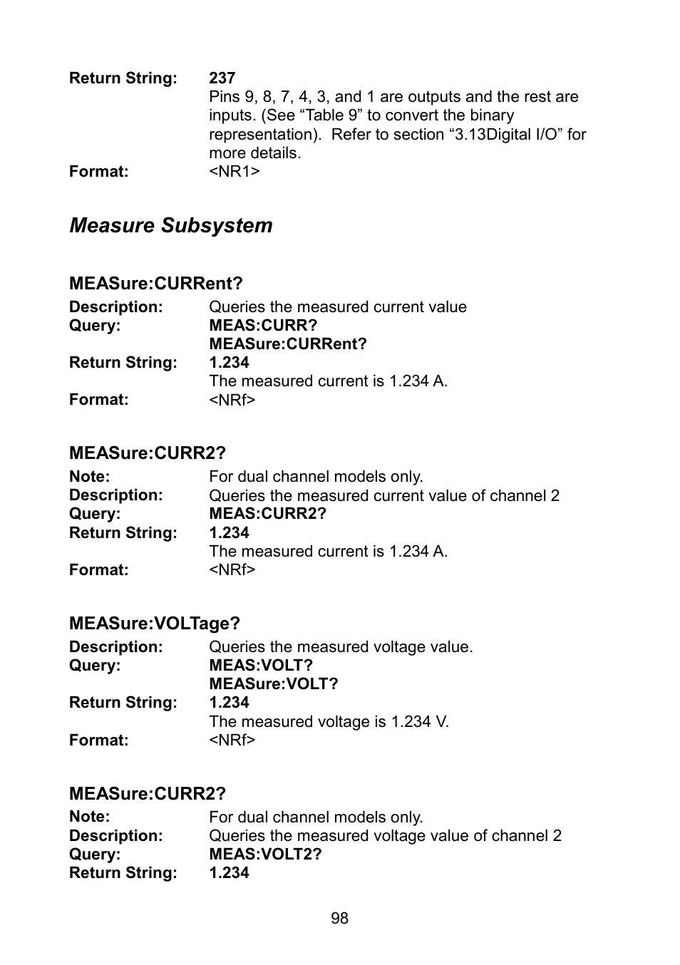 Measure subsystem | B&K Precision 9171-9174 - Manual User Manual | Page 110 / 187