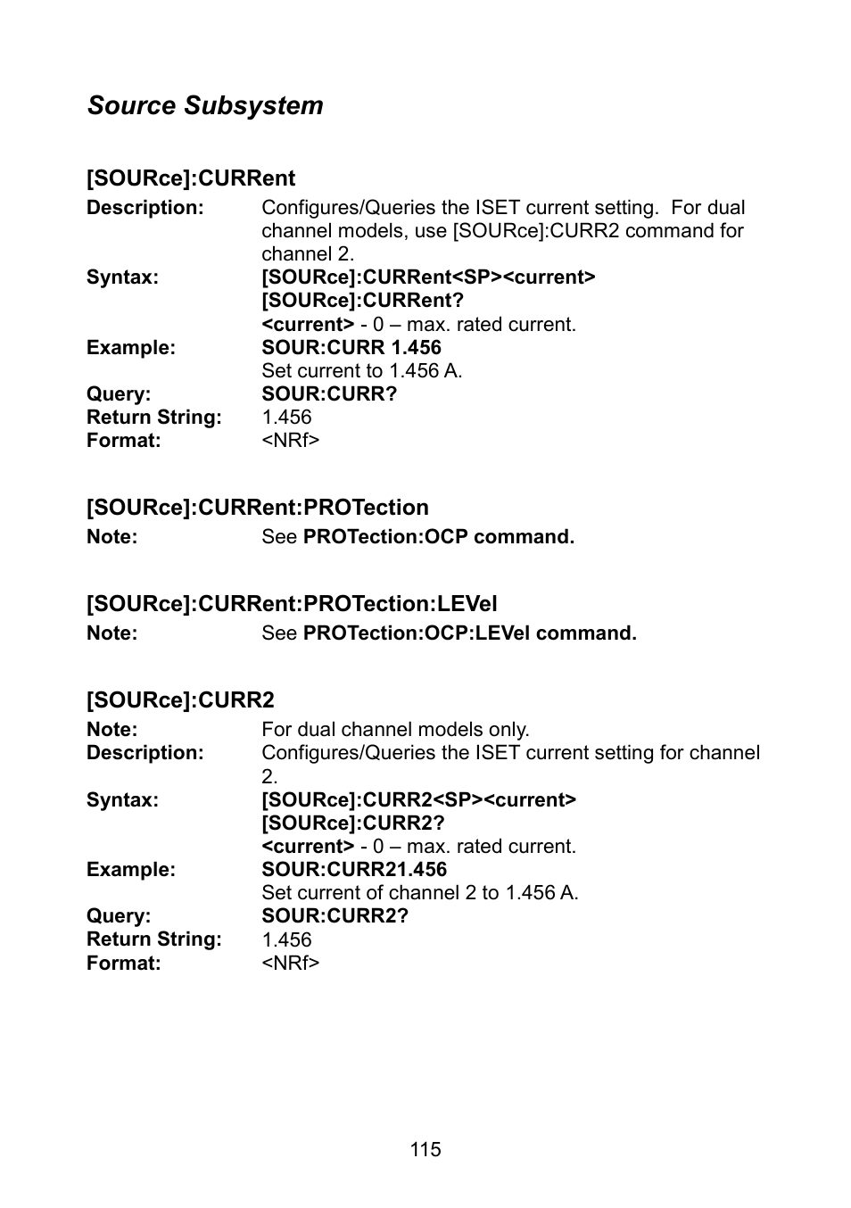 Source subsystem | B&K Precision 9171-9174 - Manual User Manual | Page 127 / 187