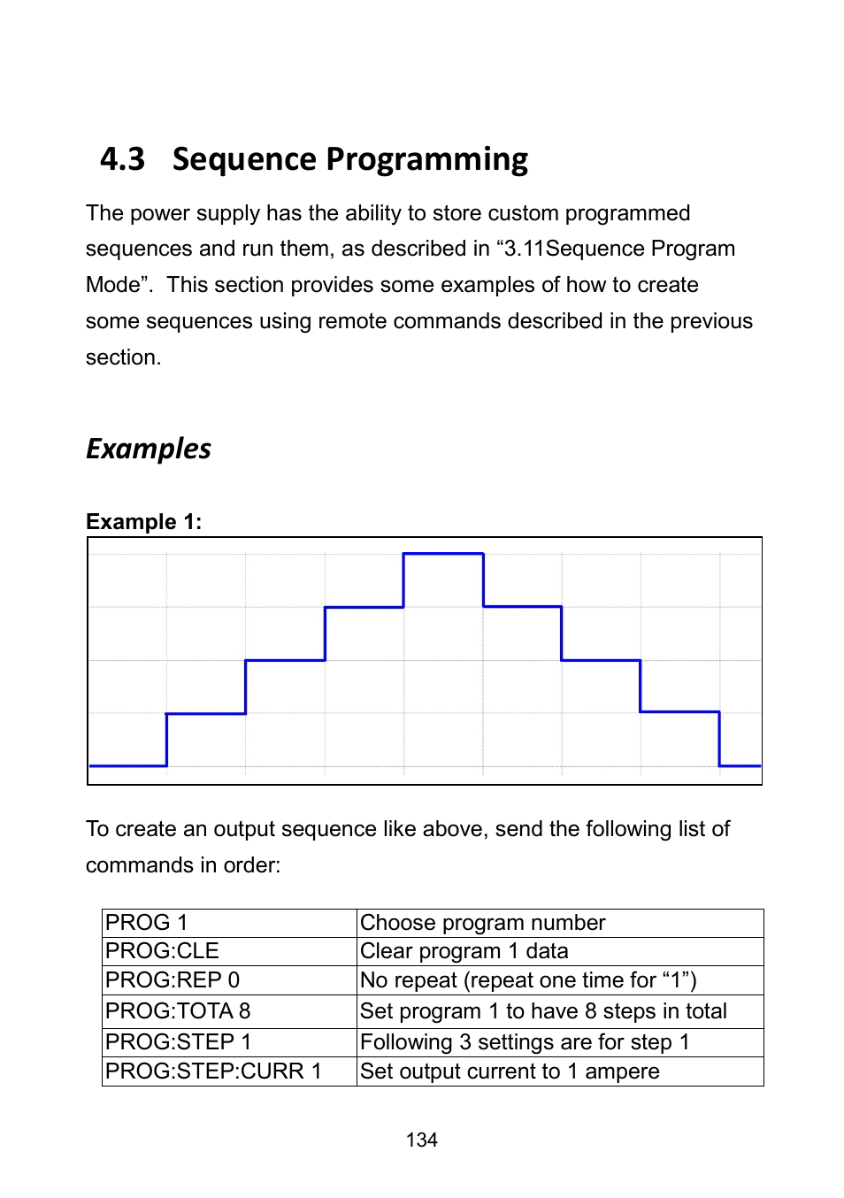 3 sequence programming, Examples, Sequence programming | B&K Precision 9171-9174 - Manual User Manual | Page 146 / 187