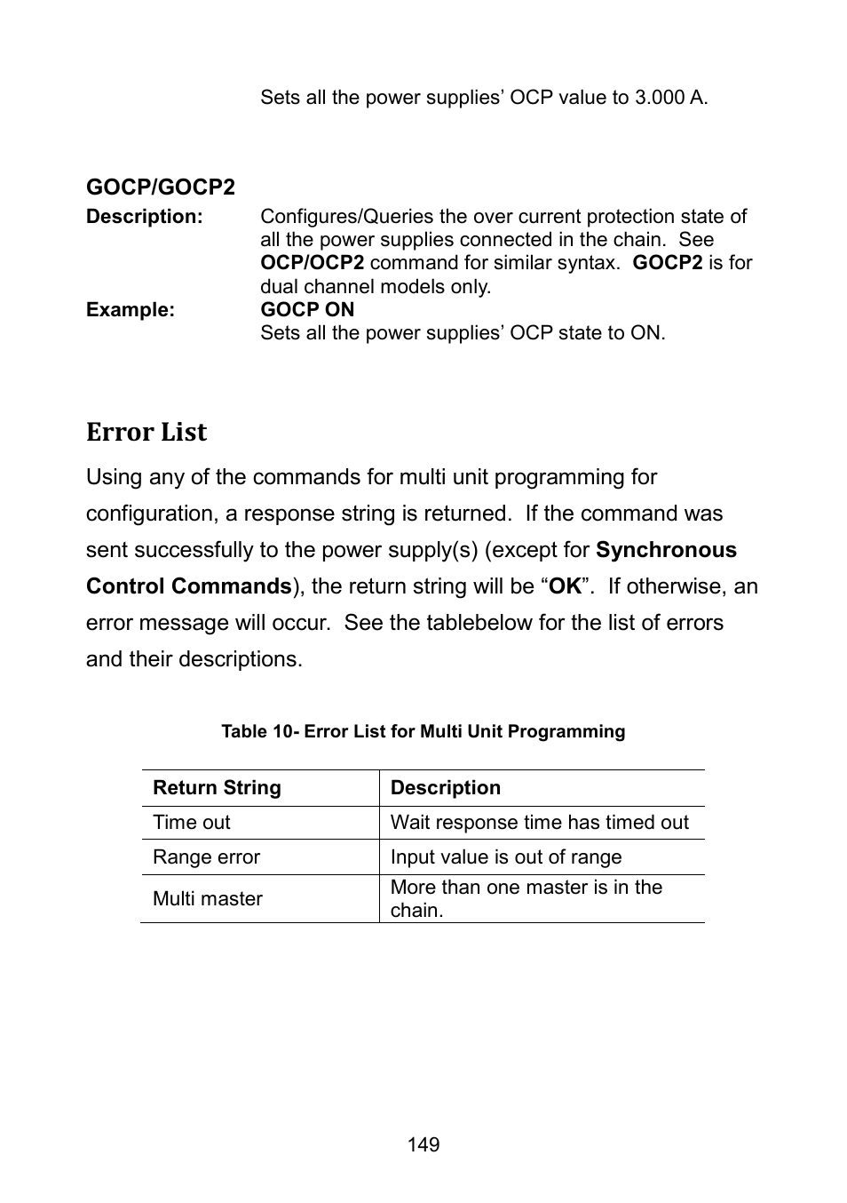 Error list | B&K Precision 9171-9174 - Manual User Manual | Page 161 / 187