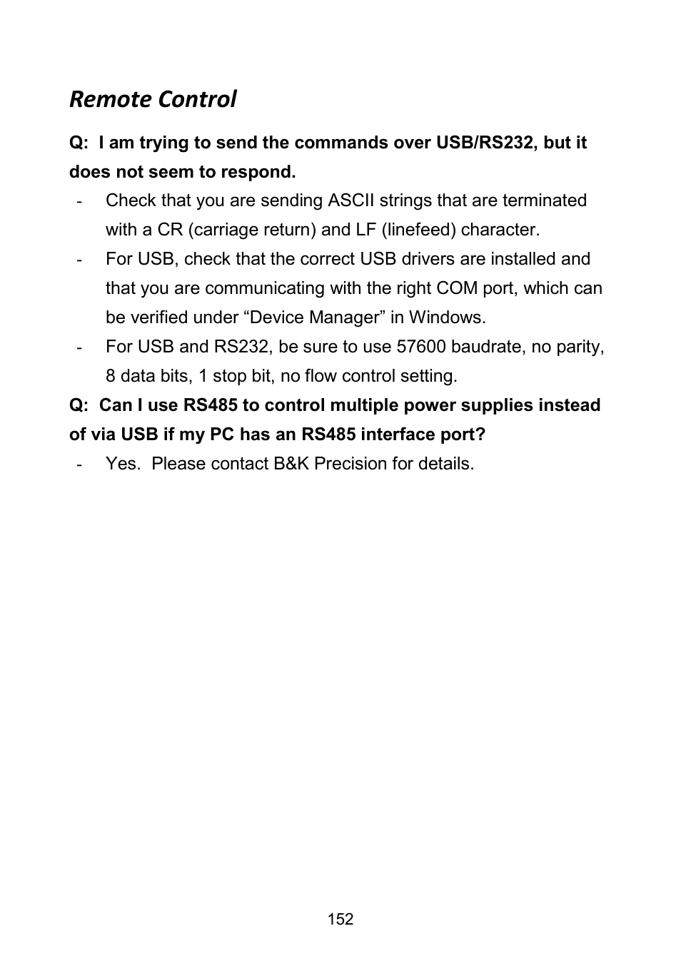 Remote control | B&K Precision 9171-9174 - Manual User Manual | Page 164 / 187