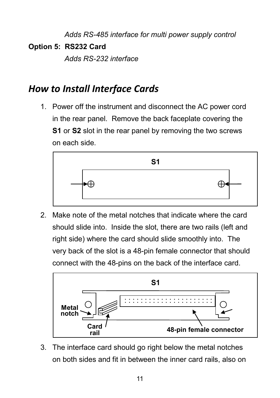 How to install interface cards | B&K Precision 9171-9174 - Manual User Manual | Page 23 / 187