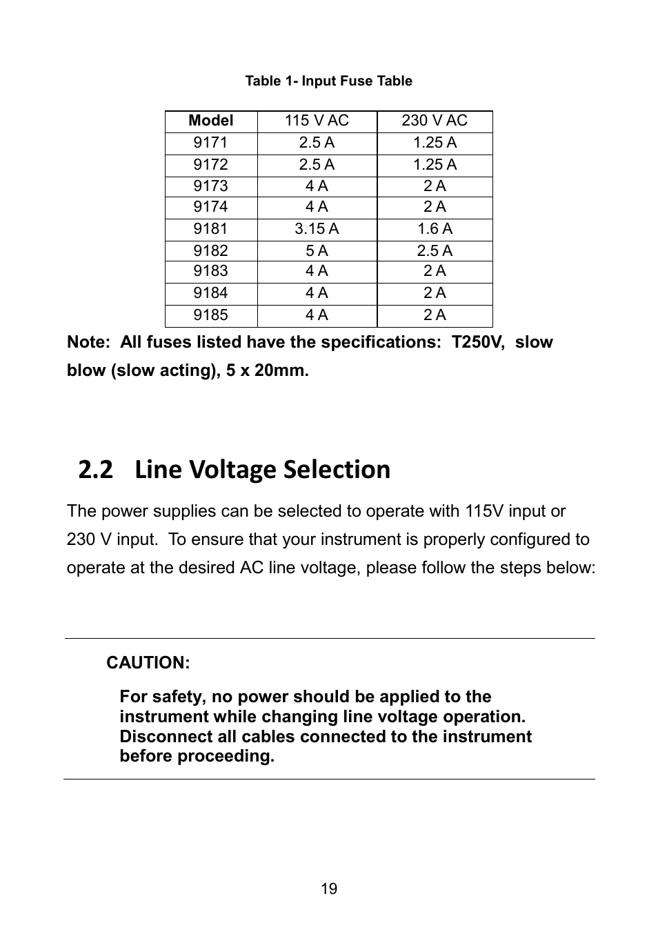 2 line voltage selection, Line voltage selection | B&K Precision 9171-9174 - Manual User Manual | Page 31 / 187