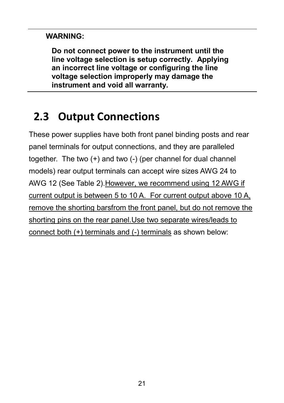 3 output connections, Output connections | B&K Precision 9171-9174 - Manual User Manual | Page 33 / 187